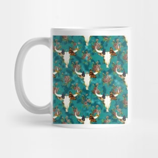 Skull and roses - teal Mug